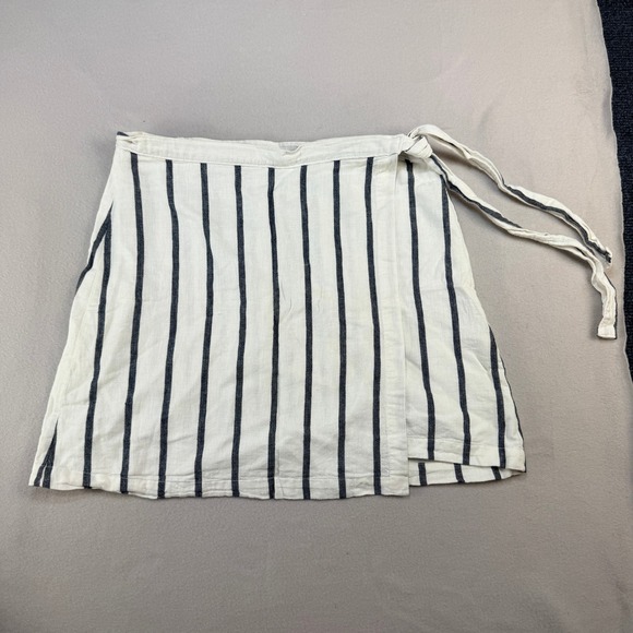 Abercrombie & Fitch Dresses & Skirts - Abercrombie & Fitch Linen Blend Striped Wrap Mini Skirt white Navy Blue Large